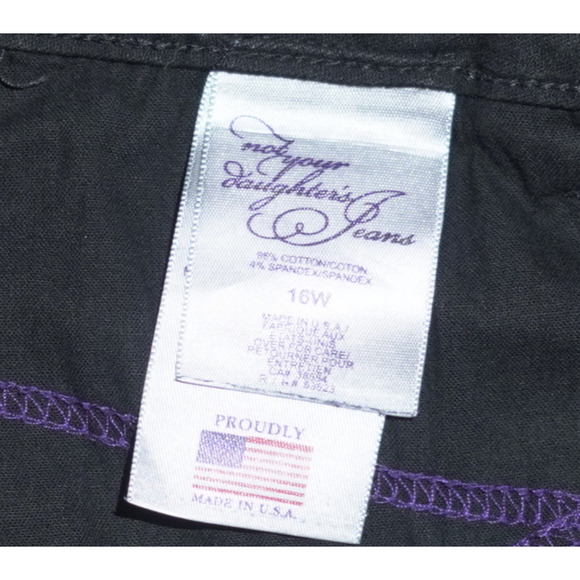 NYDJ Black Denim Skirt Size 16W 5-Pocket Fly Button Belt Loops Back Slit USA EUC - Picture 7 of 16